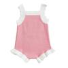 Dívčí jarní/letní pletený overal bez rukávů s volánky a třešňovým potiskem