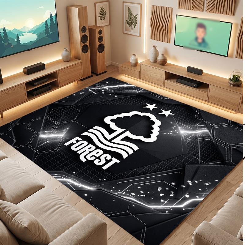 Tappeto in Velluto di Cristallo con Stampa Calcio Nottingham Forest, Comodo Assorbente d'Acqua Antiscivolo Tappeto per Pavimenti Interni