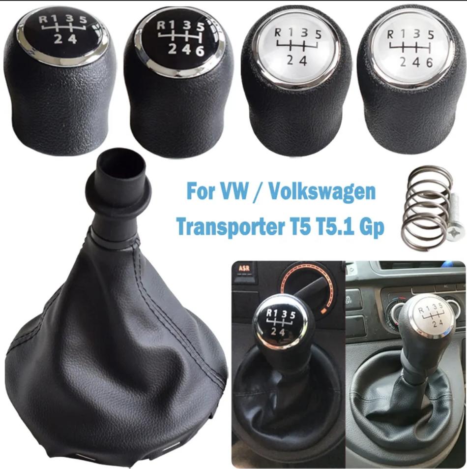 Full Kit Leather Gear Shift Knob Boot Cover for Volkswagen VW Transporter T5 T5.1 T6 MKV 03-2011 5/6 Speed Gaiter Knobs