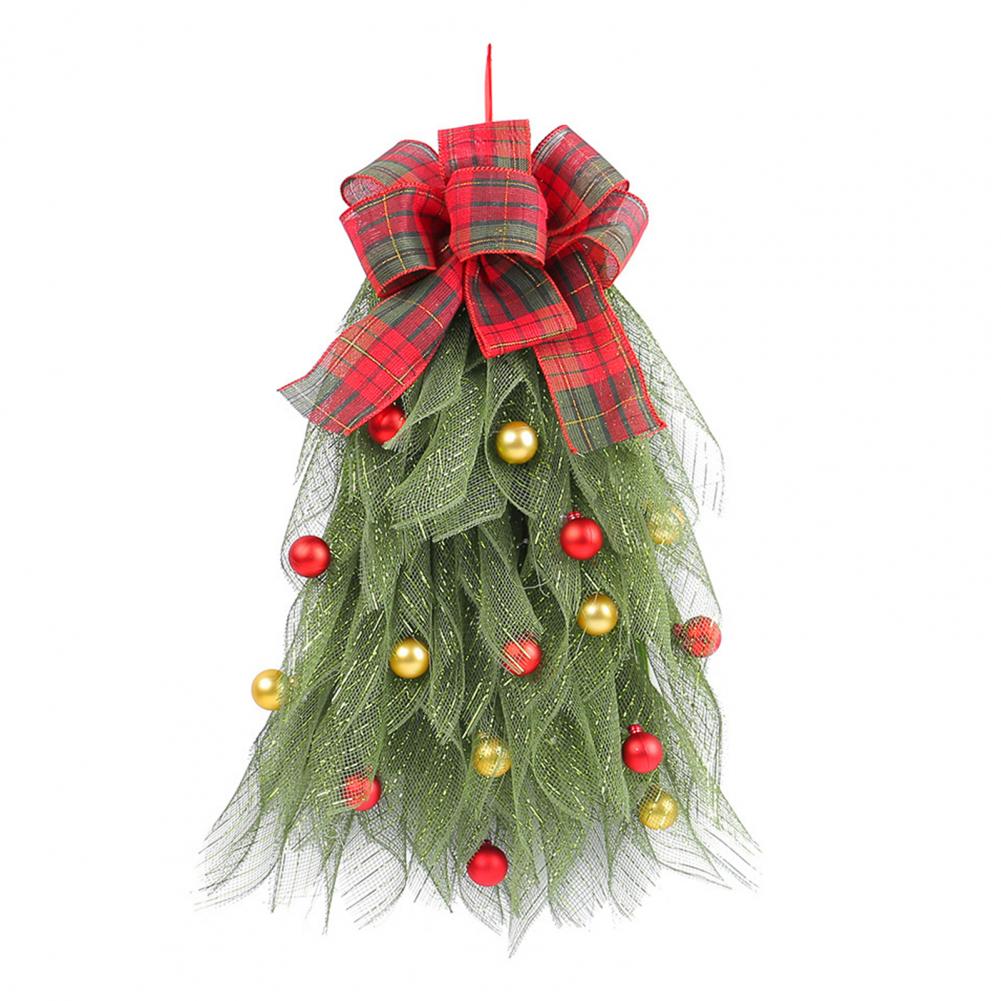 Christmas Wreath for Front Door Handmade Christmas Tree Wreaths with Bow Ball for Front Door Wall Decor Farmhouse for Holiday