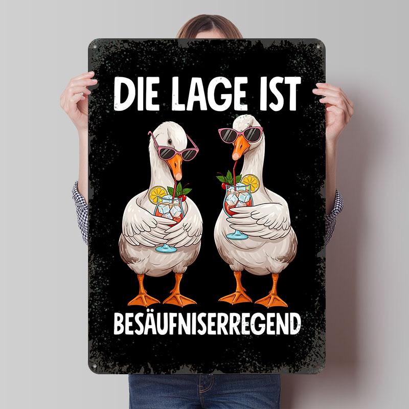 

Funny Geese With Cocktails and Sunglasses Tin Plaque Poster Customized Wall Art Retro Vintage Metal Signs for Man Cave Wand Deko 7.9x11.8In(20x30cm)
