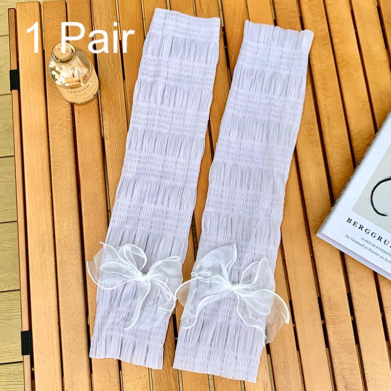 1 Pair Fashion Sunscreen Sleeves Ice Silk Oversleeves Ballet Style Bowknot Girls Heart
