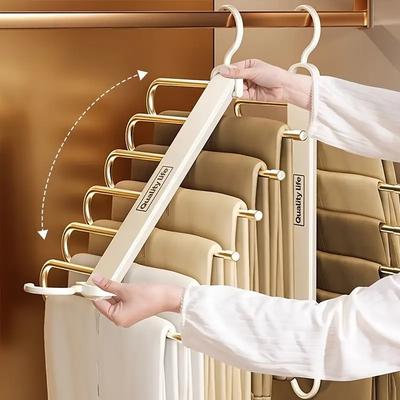Folding Magic Pants Hangers 6layers Stainless Steel Space Saving Clothes Rack Organizer For Wardrobe Jeans Trousers Scarf