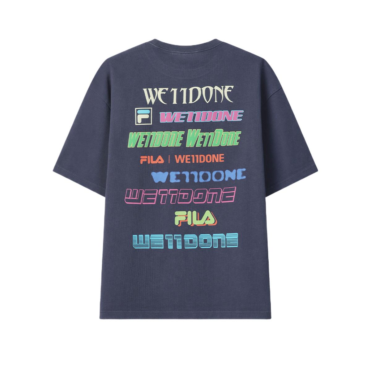 FILA × WE11DONE Solid Color Short Sleeve Crew Neck T-Shirt Men tops F11U626107F-GY XL