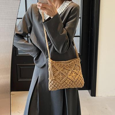 Knitted Bag Women's 2025 New Fashion Versatile Shoulder Messenger Bag Casual High-end Woven Straw Bag