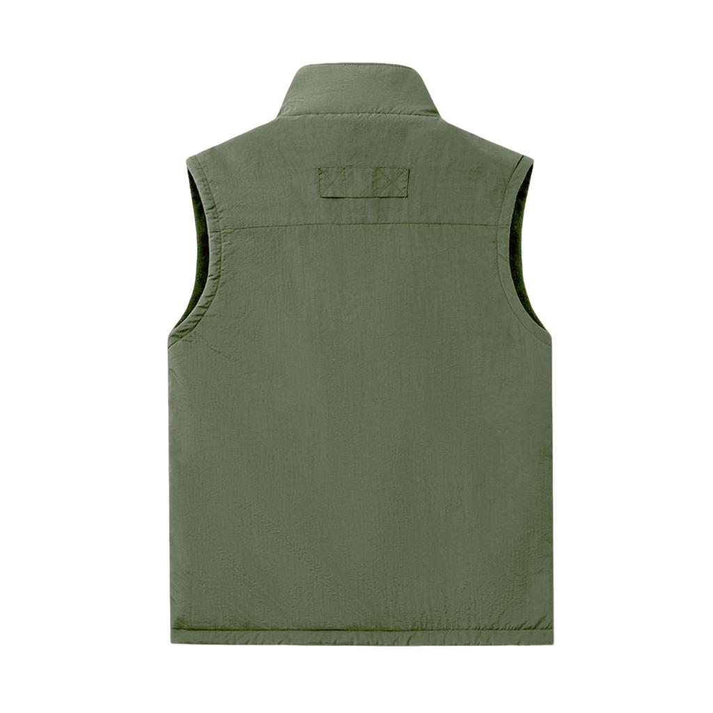 Mens Winter Fleece Cargo Vest Outdoor Multi Pocket Sleeveless Jacket Warm Thick Work Waistcoat