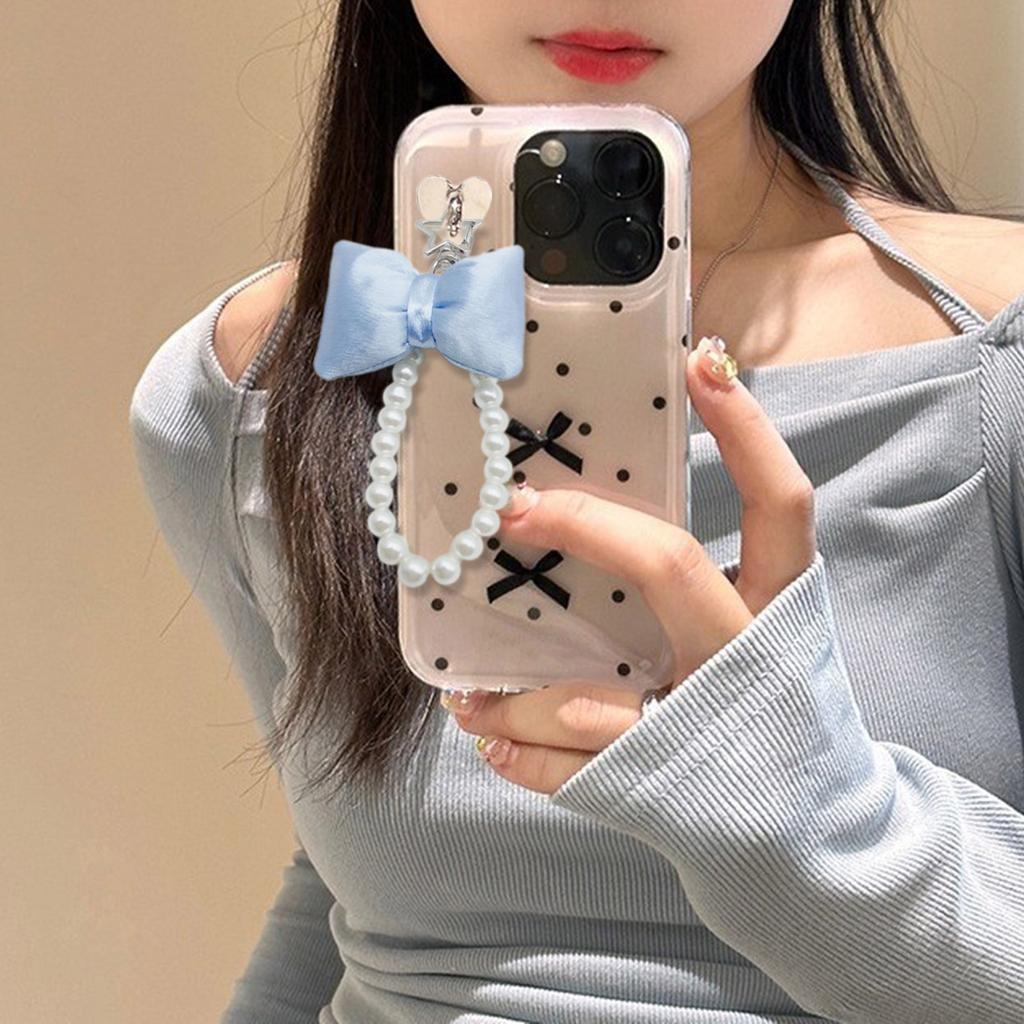 Cute Bowknot Keychain Pendant Fashionable Beaded Phone Straps Chain Unique Keychain Charm Accessory for Handbags and Key