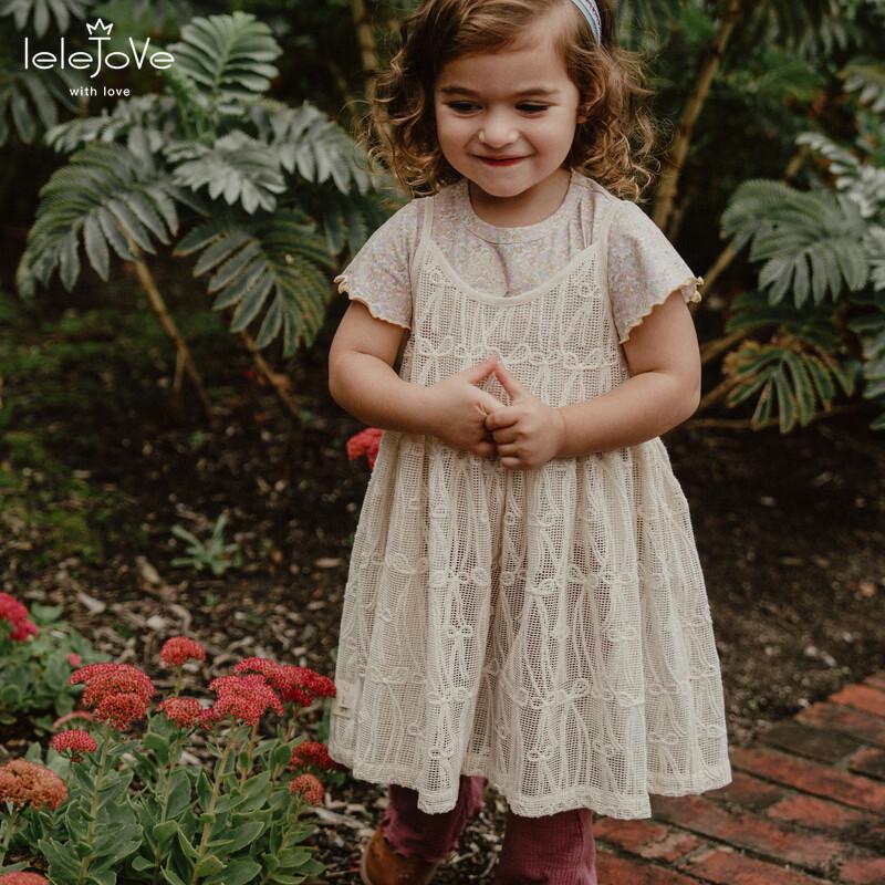 LELE JOVE Girls' French Elegant Hollow Strap Dress