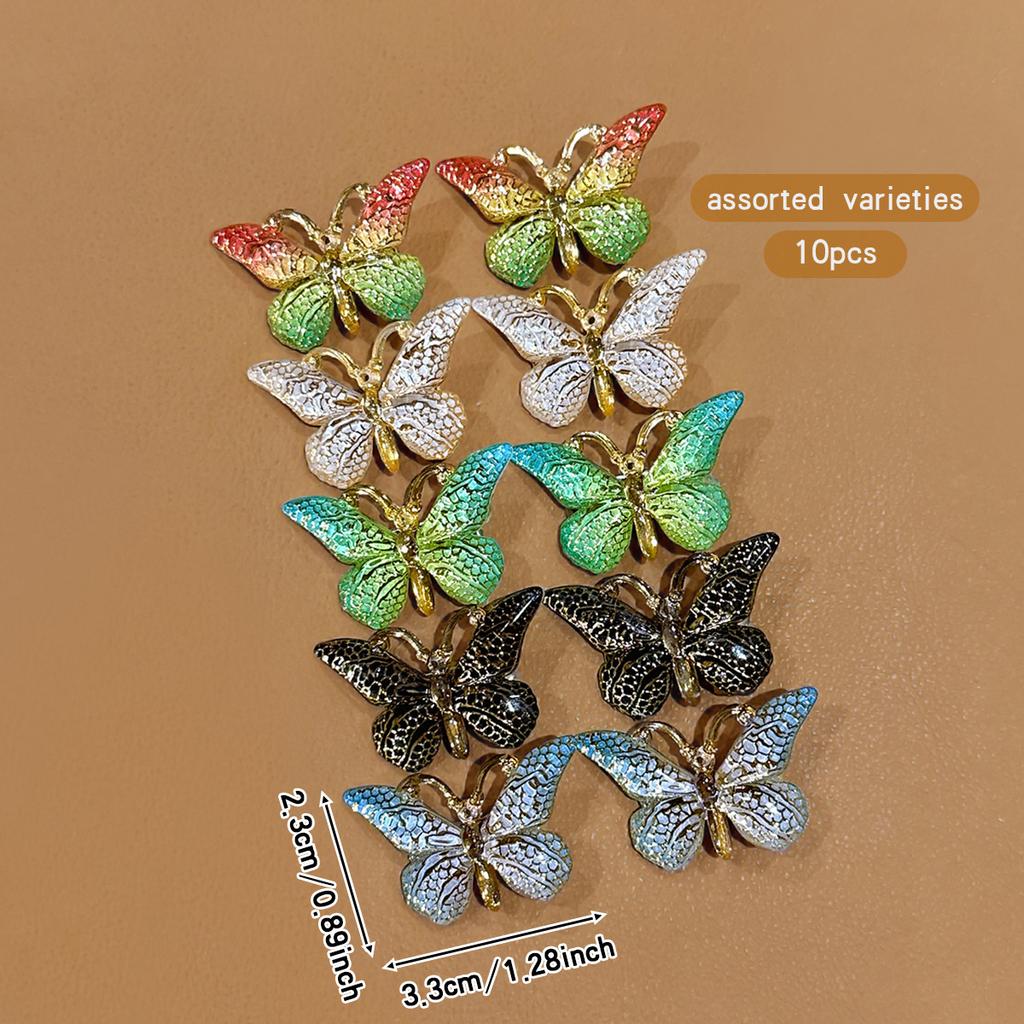 10 colorful random butterfly hair clips for daily use as hair accessories