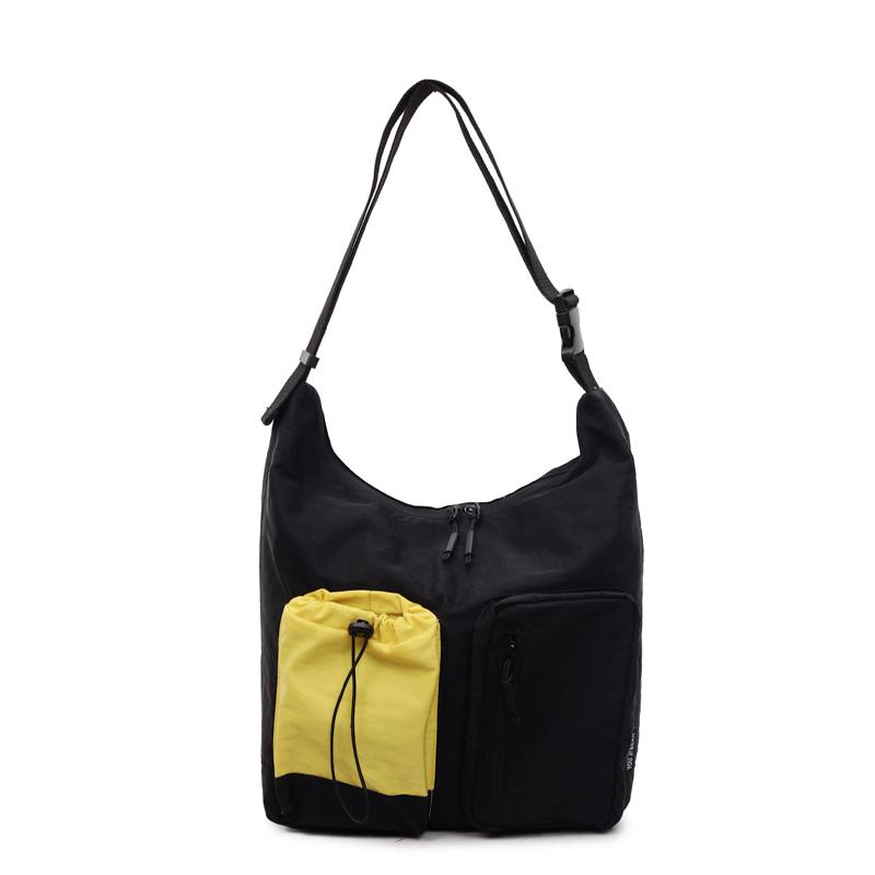 Borsa a Spalla Grande Capacità con Cuciture Colorate Borsa a Tracolla Leggera da Donna con Tasche Multiple