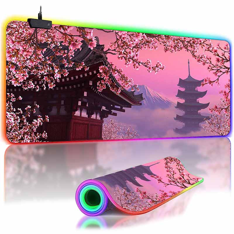 Sakura Scenery Moon Mousepad HD Printing Computer Gamers Desk Mat Locking Edge Non-slip Mouse Pad XXL Keyboard PC Desk Pads