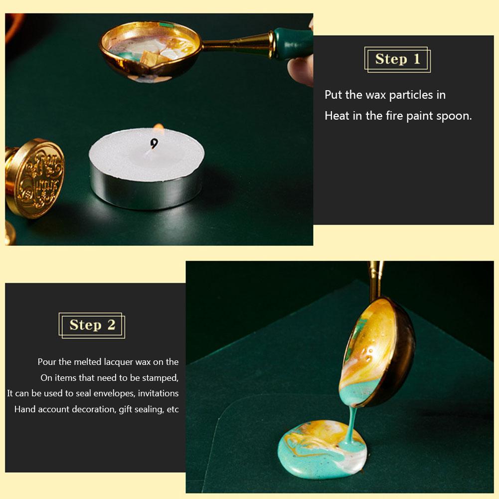 Sealing Wax Stamp Kit Stamp/Stamp Heads/Wax Beads Wax Sealing Stamp Kit Detachable Handle/Spoon/Round Wax for Gift Wrapping