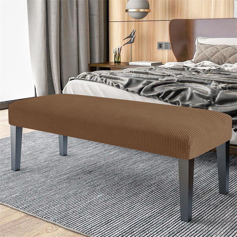 1Pc Elastic Ottoman Cover Rectangle All-Inclusive Stool Covers Solid Color Bench Seat Covers Anti-Dirty Removable Home Decor