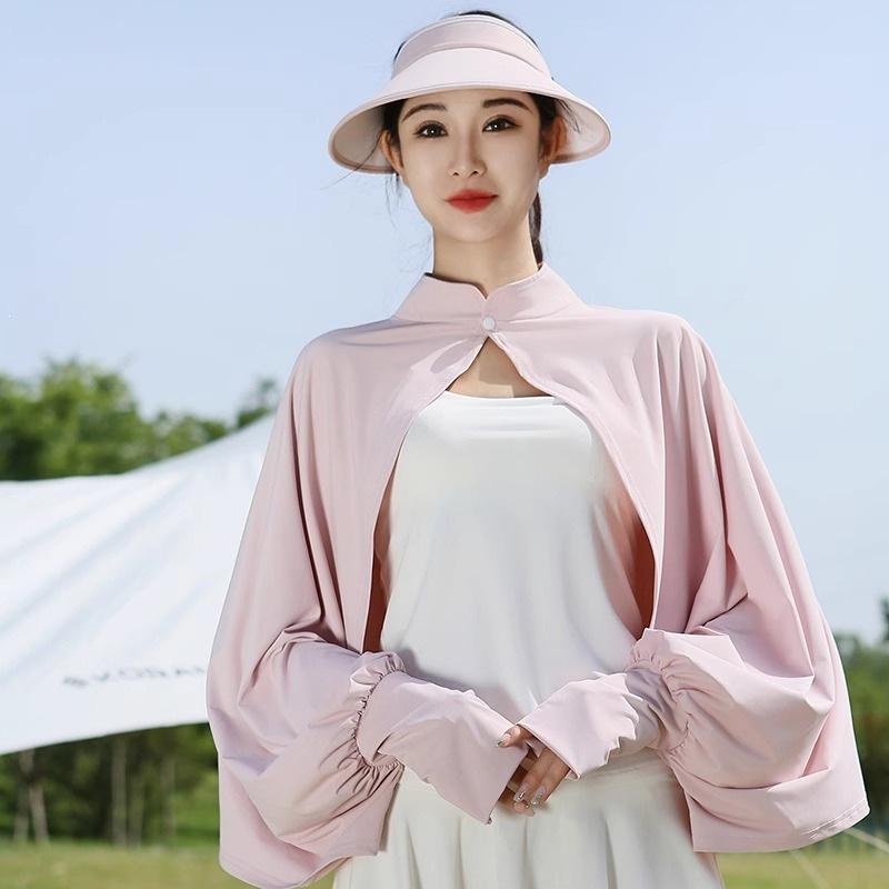Women's Summer Sunshade Ice Silk Shawl Cape with Breathable Loose Sleeves