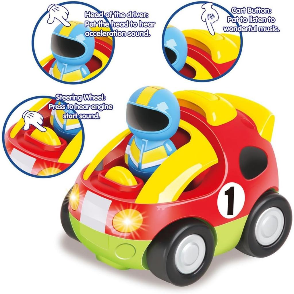 Cartoon RC Remote Control Cars for Toddlers Radio Control Toy with Driver Doll for Baby RC Race Car Toys Gifts for Boys & Girls