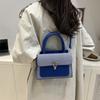 Womens Pu Small Square Bag With Contrast Color Blocking And Phone Pocket For Daily Use