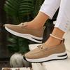 Fashion Plus Size Single Shoes Women's Autumn New Round Toe Deep Mouth Metal Chain Flat Platform Casual Non-slip Loafers