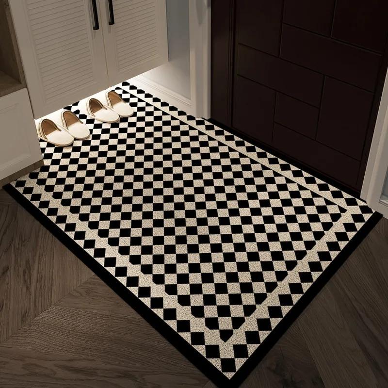 Tappeto a Scacchi Tappetino Tappeto Decorazione per la Casa Modello Geometrico Vintage Soggiorno Ingresso Tappetino per Pavimento Zerbino Tappeto da Cucina