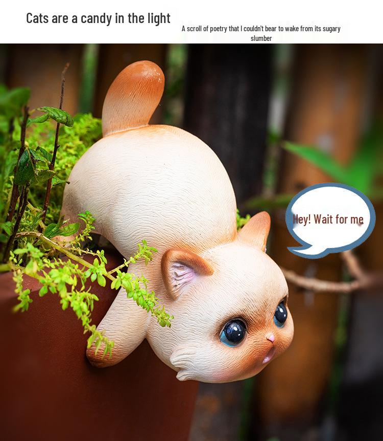 Whimsical Cat Fish Tank Hanging Flower Pot Ornament for Garden Decor