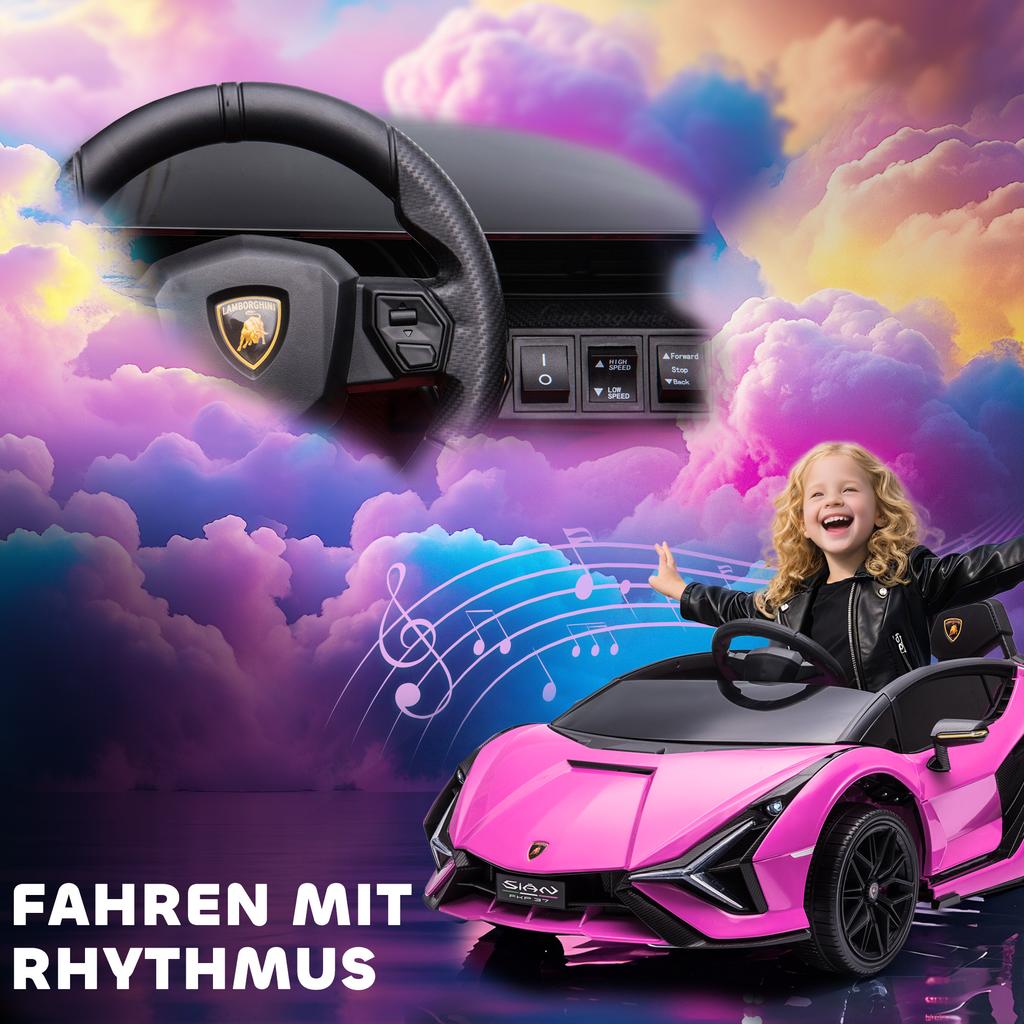 Auto Elettrica per Bambini, Lamborghini, 3-5 km/h, Telecomando, per 3-5 Anni, Rosa
