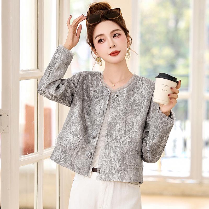 2025 Spring Women's Jacquard Lace Flower Jacket - New Chinese Style