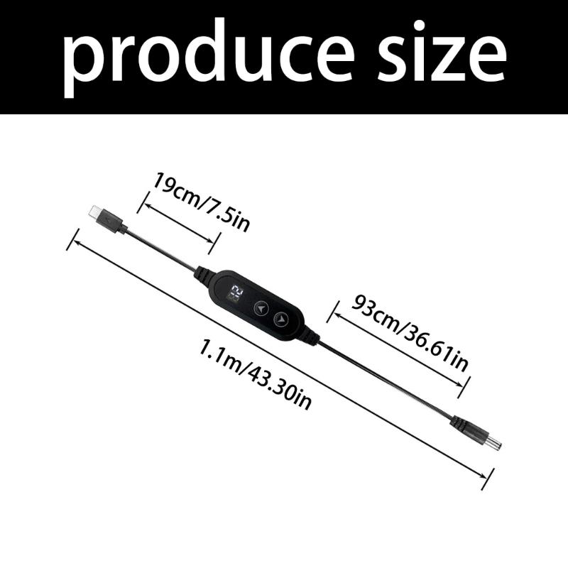 Type C Input to Direct Current Output Adapter Cable Adjustable Voltages Settings from 5V to 20V for Automotive Socket PD Compatible 3A Maximumly
