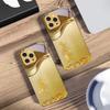 Golden Orchid Flower For IPhone 16 Pro Max 15 P Ro 14 M Ax 13 Plus 12 Mini 11 XS Max XR Golden Tempered Glass Phone Case