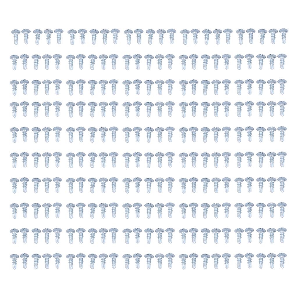 250 Stück Selbstbohrende Schraube M4.8x13 Kreuz Rundkopf Kohlenstoffstahl Weiß Verzinkt Bohrschrauben