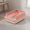 SemiEnclosed Litter Tray MessControl PP Material Cat Potty for Kittens Pink