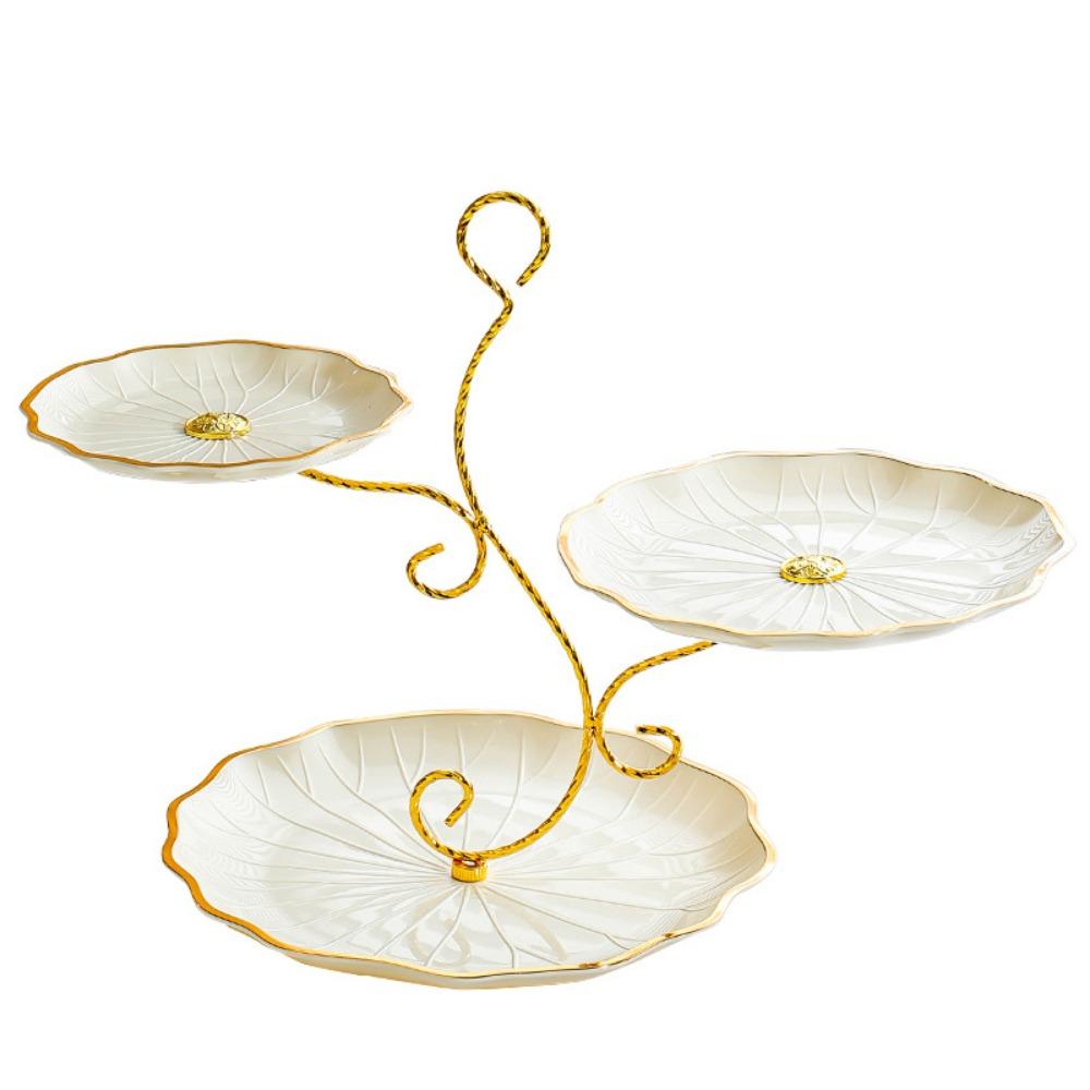 Kakefat med stor kapasitet, grenformet, stabilt, trelags fruktfat, 3-etasjers serveringsbrett, kjøkken