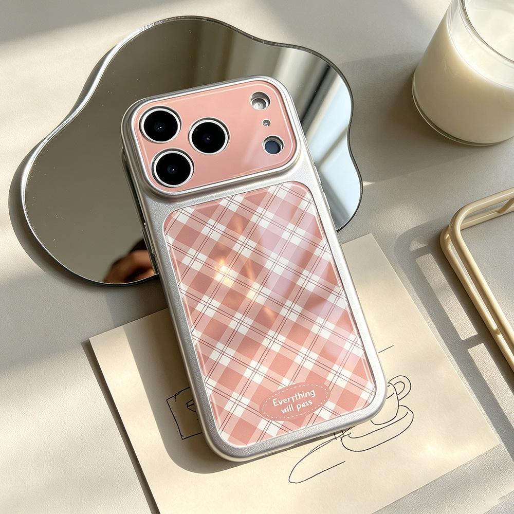 Pink Plaid Is Suitable for 17pro Niche iPhone17Pro Premium Sense 15 Mobile Phone Case Apple 17 Protective Case Niche