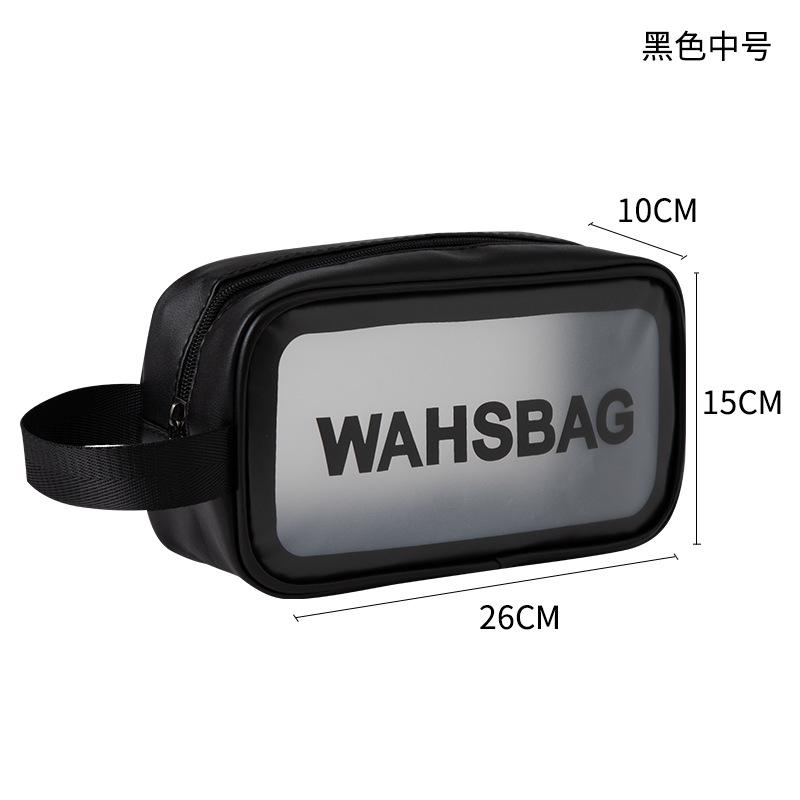 Geantă de machiaj și articole de toaletă transparente din PU, cu trei piese, geantă de depozitare portabilă semi-transparentă din PVC, de mare capacitate