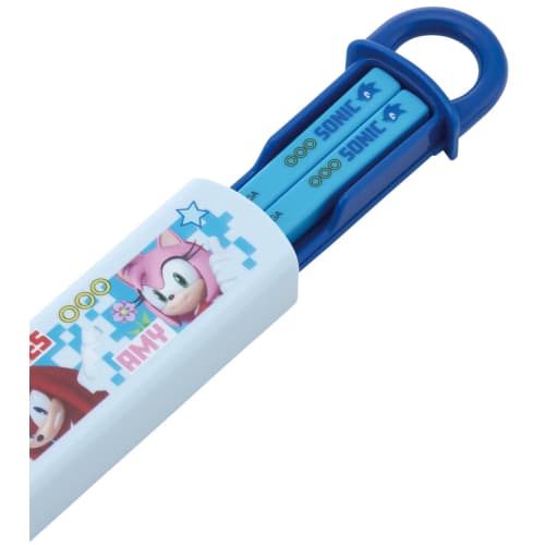 Skater Chopsticks and Chopstick Case Set for Kids, Lunch Box, 16.5cm, Made in Japan, Dishwasher Safe, Sliding Design, Sonic, Boys (ABS2AMAG-A)