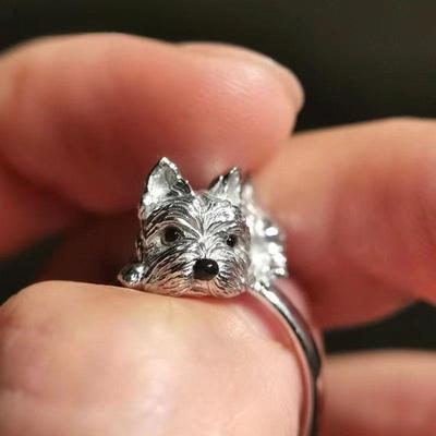 Cute Dog Pet Open Rings For Women Retro Animal Fashion New Year Jewelry Accessories Valentine Day Gift Party Anillos