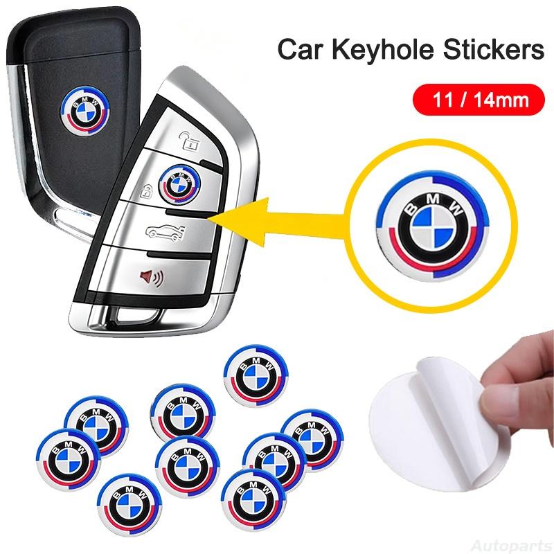 EYUJ8 11mm 14mm Aluminum Car Remote Key Emblem Sticker Auto Accessories For BMW M Power I3 G08 F15 F16 G20 E34 F94 F95 G30 G11 G12 E36