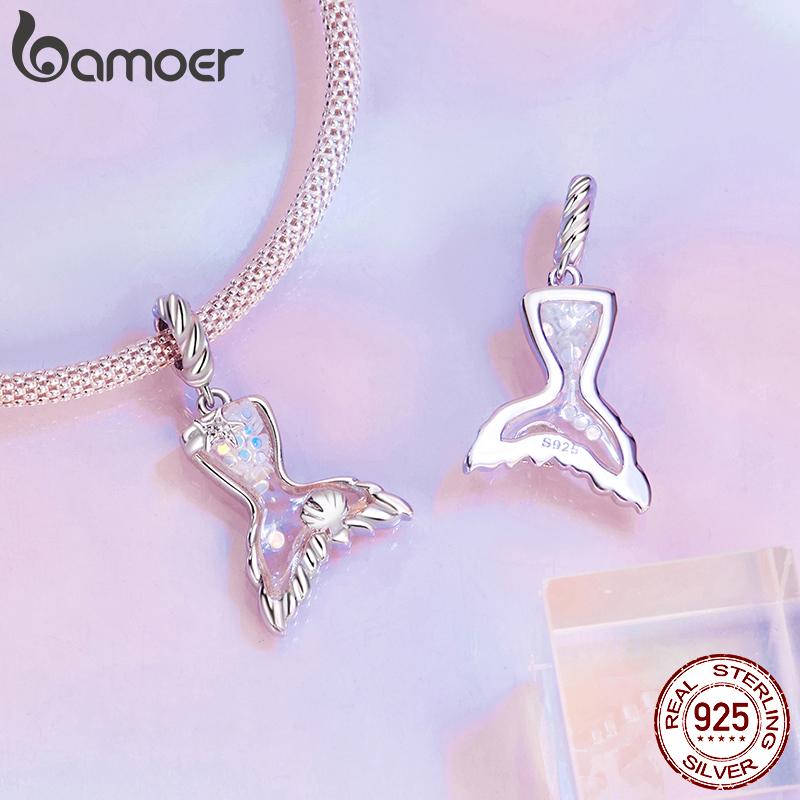 BAMOER Solid 925 Sterling Silver Aurora Butterfly Bear Mermaid Charm Bead Fit Original Bracelet Bamoer DIY Jewelry Accessories