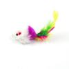 Plush Squeaky Mouse Cat Toy with Seven-Colored Feathers