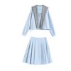 Spring New Fashion Shawl Design Sense Embroidered Letter Sweater Age-reducing Pleated Skirt Three-piece Set