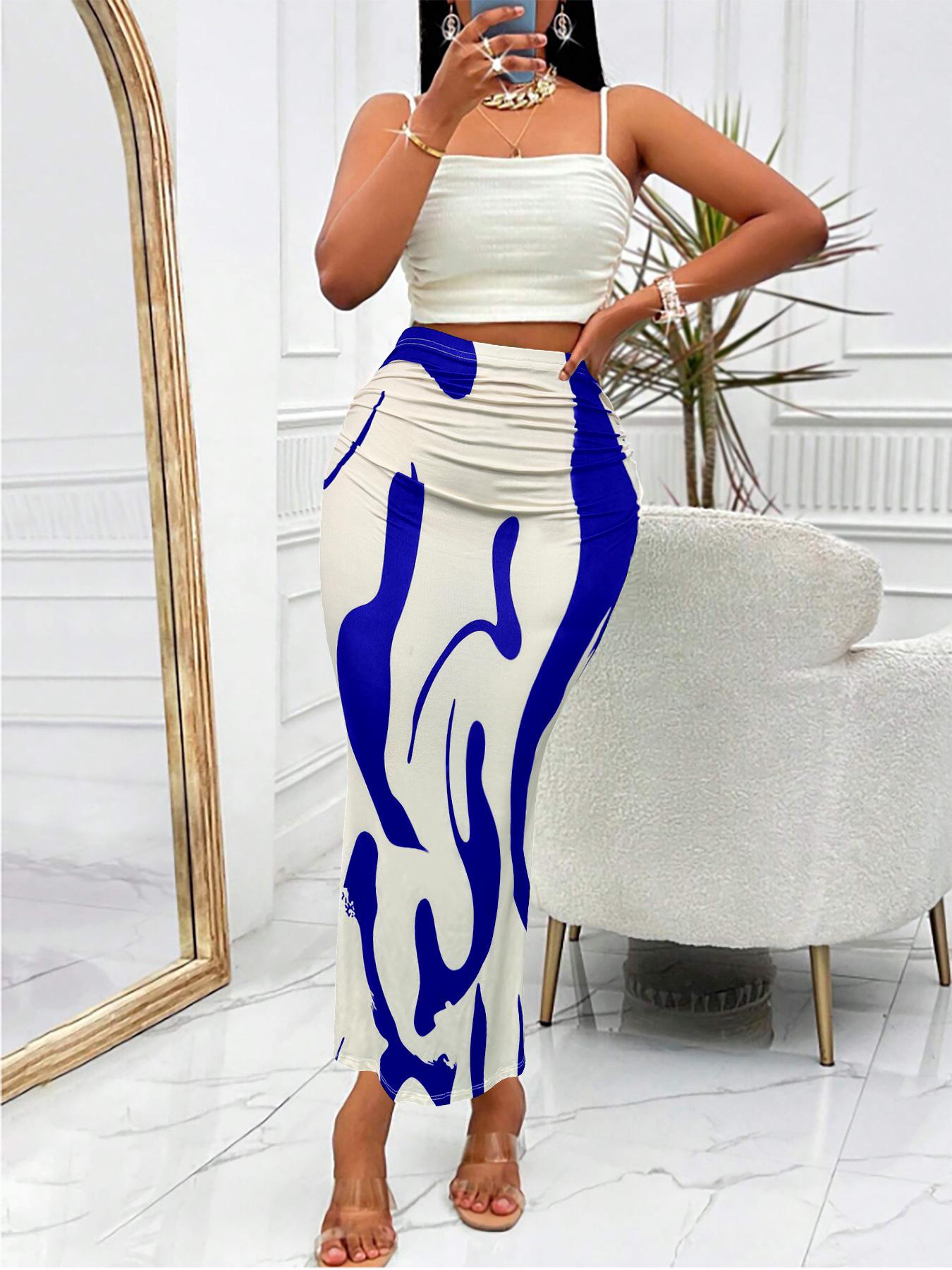 Zebra Print High Waist Fishtail Slim Fit Midi Skirt S