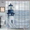 Nautical Lighthouse Shower Curtain Beach Coastal Sunset Sail Boat Retro Scenery Bathroom Decor Bath Curtain With Hooks