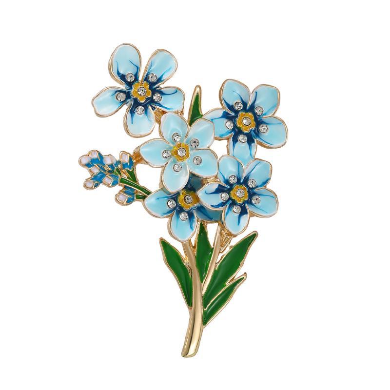 Elegant Blue Flowers Brooches For Women Unisex 2-Design Enamel Floral Plants Party Office Brooch Pins Gifts