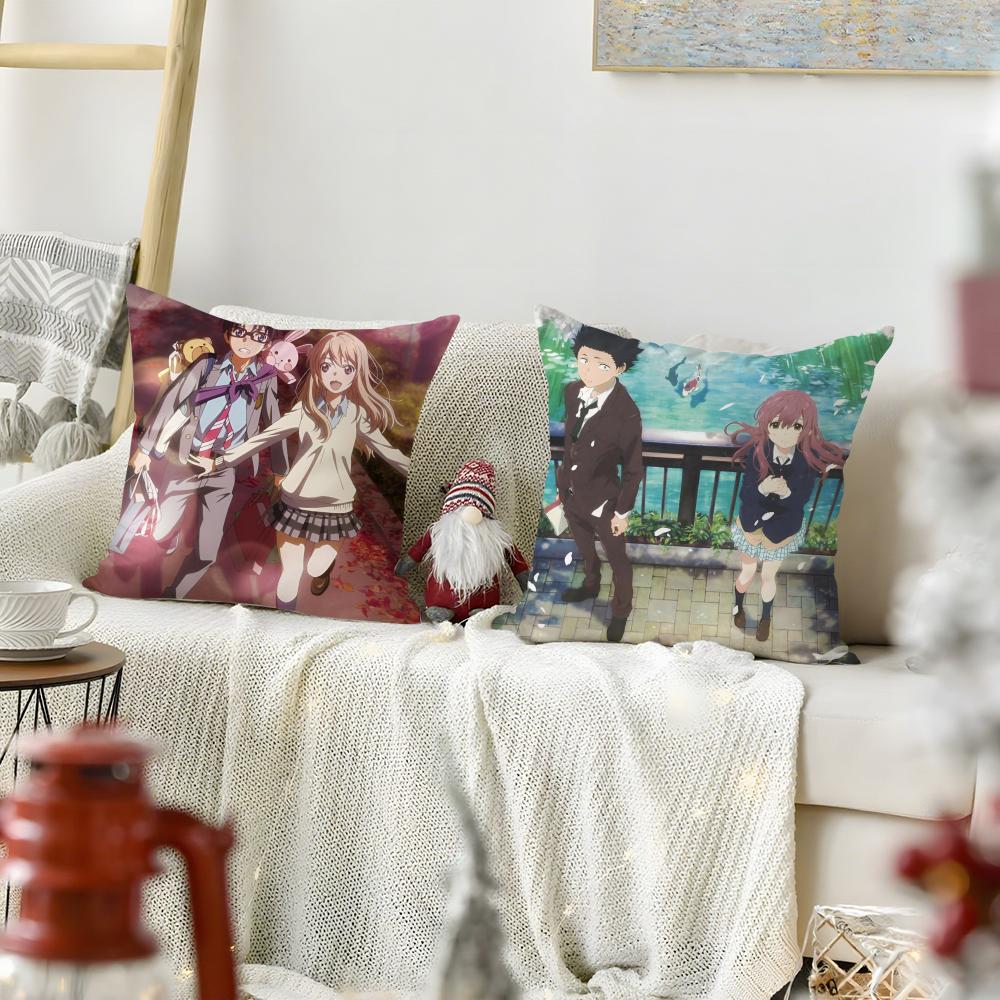 A Silent Voice - Koe No Katachi Pillow Case Linen Cushion Covers For Decorative Sofa Home Pillows Case Car Chair Pillows Cases