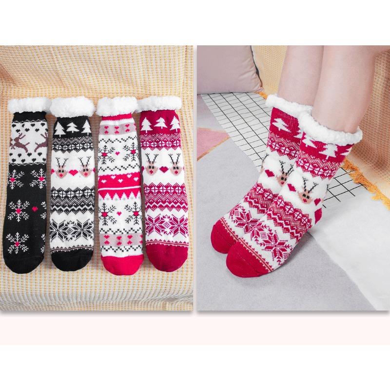 Thickened and Flannel Warm Floor Socks for Women, Autumn and Winter Sleeping, Warm Foot Socks, Anti Slip Plush Foot Covers
