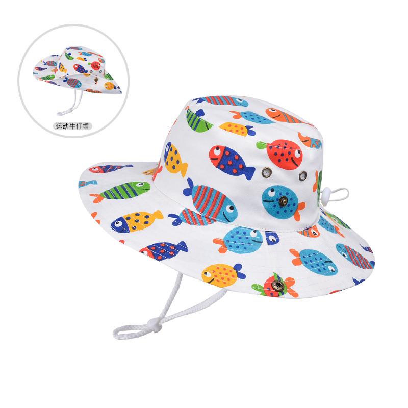 1014 Children's Hat Cartoon Cute Basin Hat Boy and Girl Baby Summer Outdoor Sunscreen Sunshade Bucket Hat