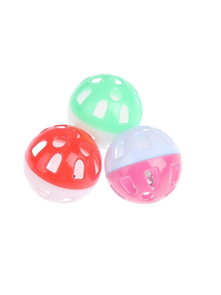 Katzenballspielzeug mit Glöckchen innen Kätzchenspielzeug Haustierkatze Teaser Buntes Spleißen Glockenball Haustierspielzeug Haustierbedarf Zufällige Farben