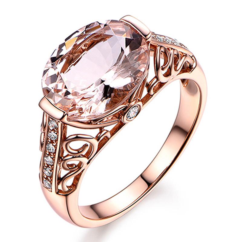 Elegant Rose Gold Color Crystal Flower Wedding Rings For Women Jewelry Accessories