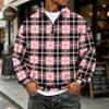 Men's Plaid Quarter-Zip Long Sleeve Flannel Sweatshirt Casual