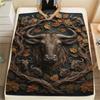 1PC Woodcarved Wildlife Art Print FlAannel Blanket, High quality Comfortable for All Seasons, Home Decor, Warmth and Comfort