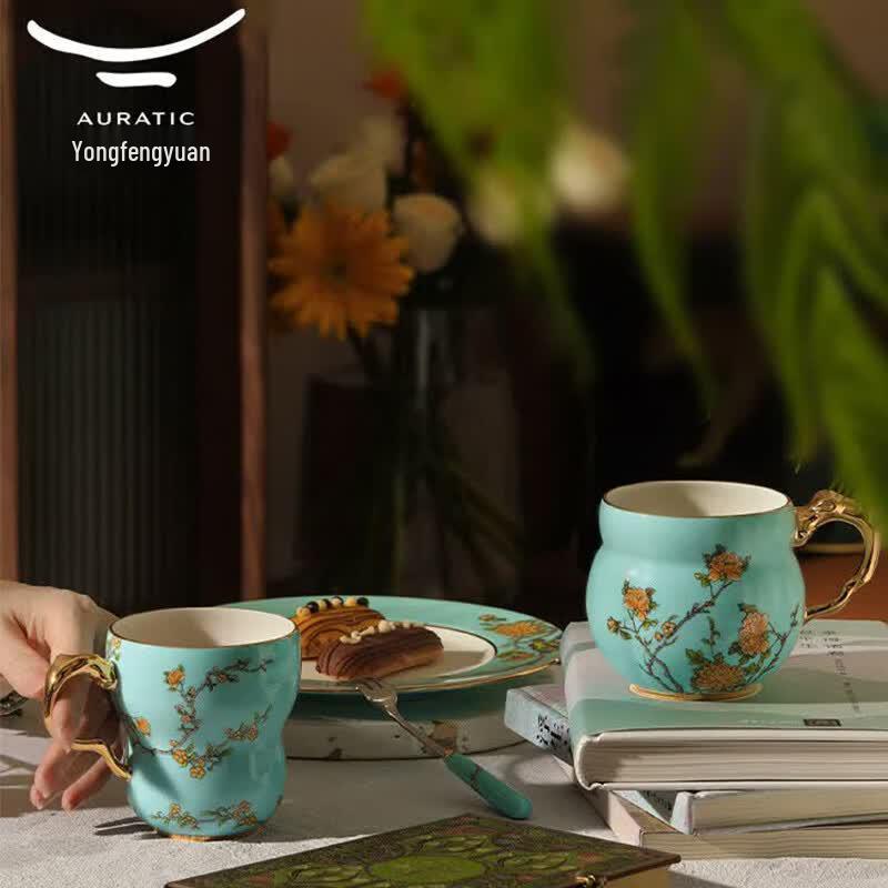 Auratic Madam Porcelain West Lake Blue Couple Cups
