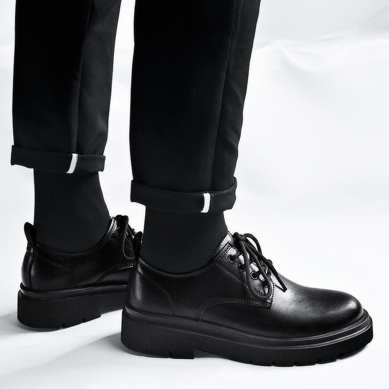 Men genuine Leather Shoes lace up High Quality Men Casual Natural Leather Oxford Elegant Lace-up Solid black Working Shoes men